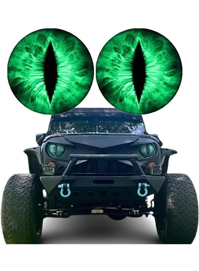 2 Pairs Beast Eyes Headlight Decals, Red Green Funny Eyes Sticker Decals, 3D Stereo Round Eye Headlight Decal Stickers for Truck Car, Window Bumper Decorations, Fans Club Party Gift - Image 3