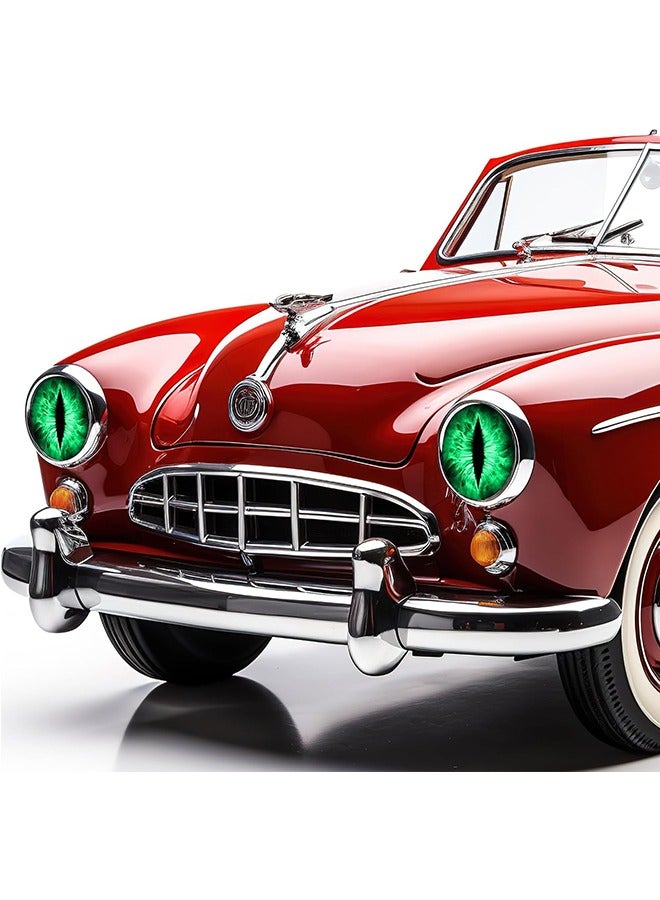 2 Pairs Beast Eyes Headlight Decals, Red Green Funny Eyes Sticker Decals, 3D Stereo Round Eye Headlight Decal Stickers for Truck Car, Window Bumper Decorations, Fans Club Party Gift - Image 4