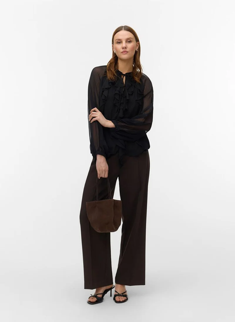 Vero Moda VMSTELLA Long Sleeve Frill Woven Top