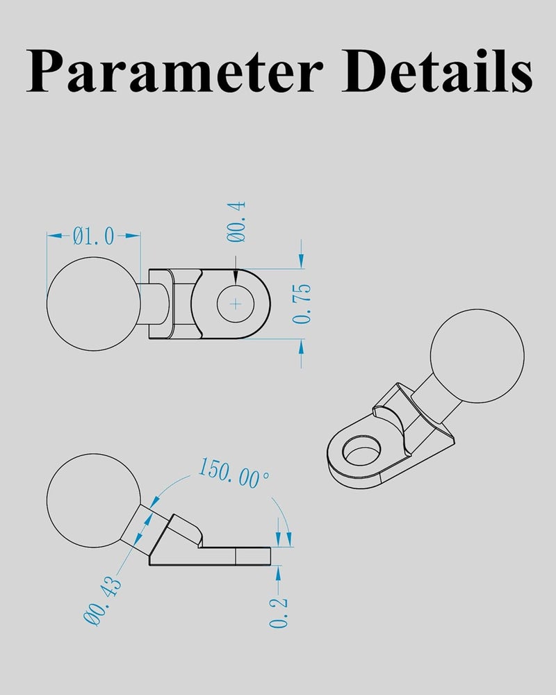 BRCOVAN 1-Inch Ball Mount Adapter for RAM Mounts B Size Double Socket Arm - Image 5