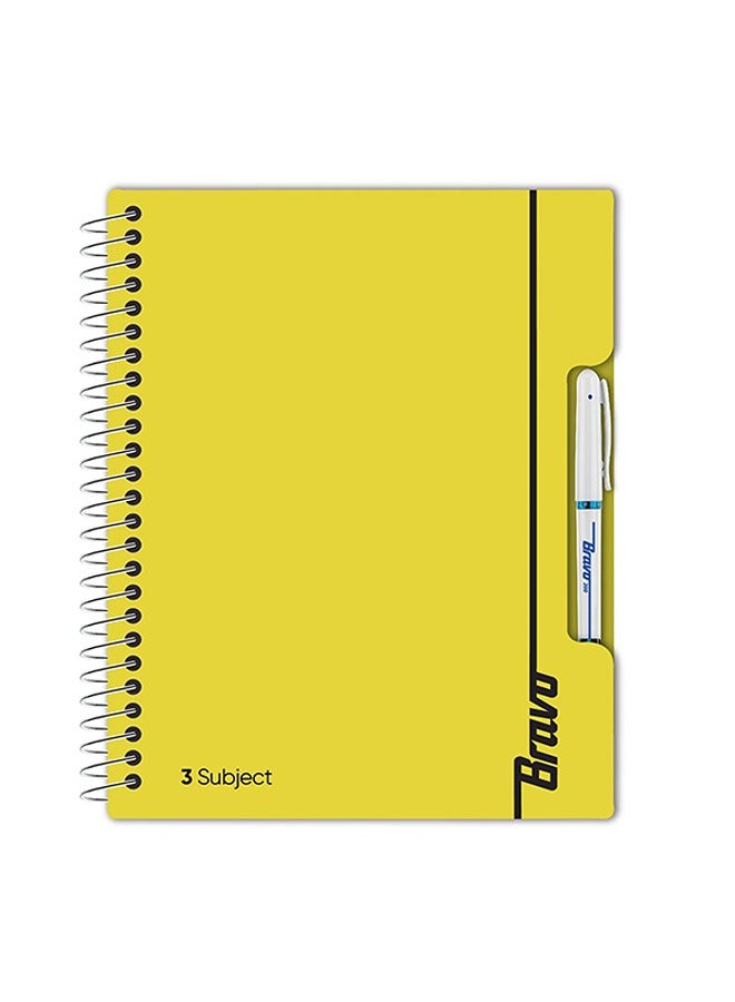 UNIVERSITY NOTEBOOK BRAVO SHINY WIRED 126 PAPERS LINED PLASTIC COVER 3 SEPARATORS A4 + PEN