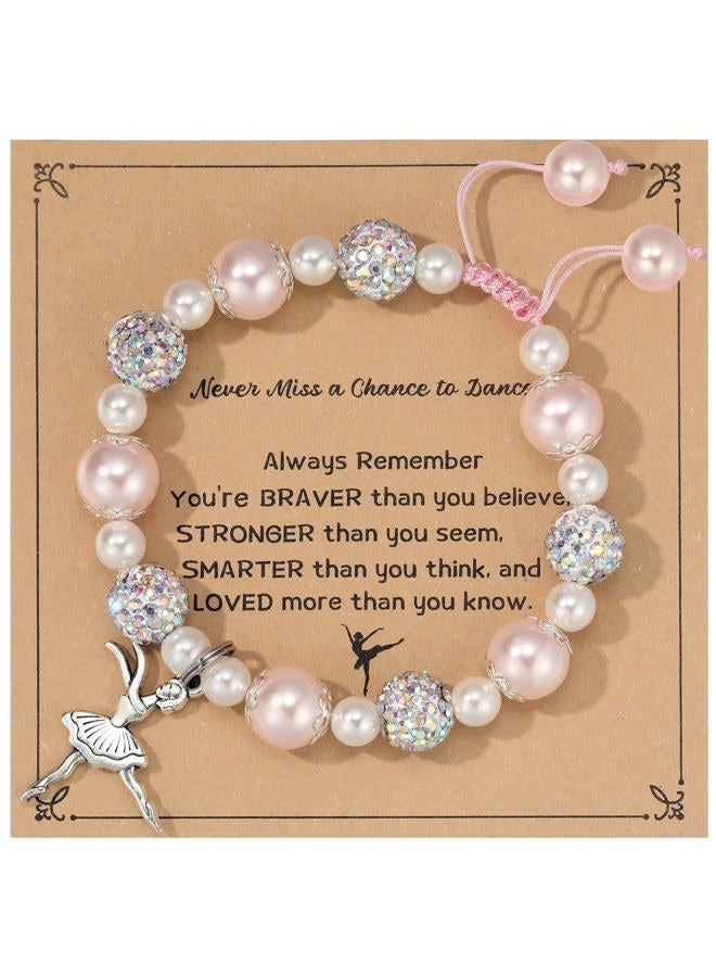 MIXJOY Dance Recital Gifts for Niece, Dancing Sparkle Pink Dance Bracelet for Dance Lover Team, Ballerina Gift for Ballet Dancer, Dancing School Competition Gifts for Ballet Niece - Image 1