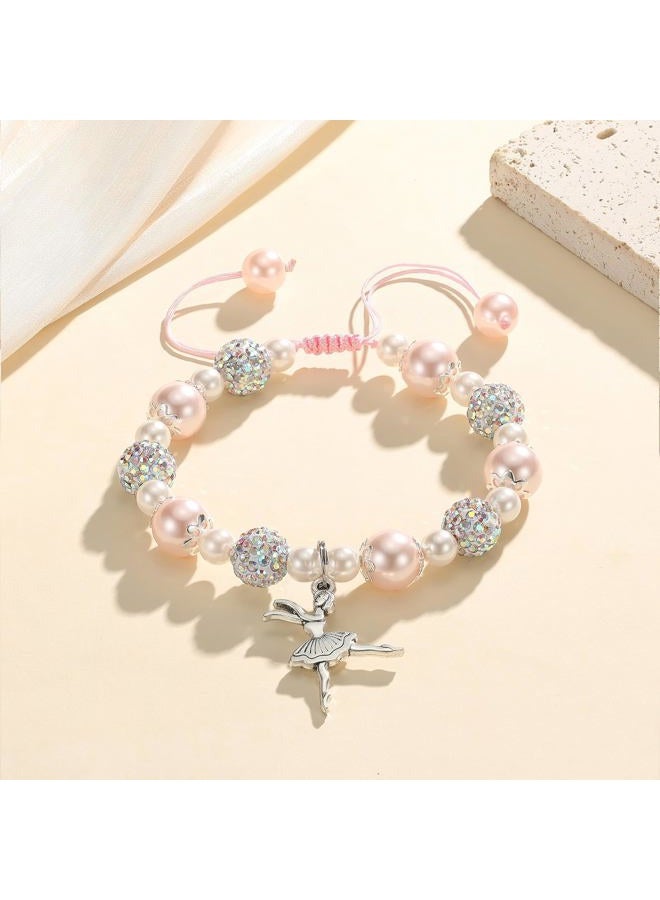 MIXJOY Dance Recital Gifts for Niece, Dancing Sparkle Pink Dance Bracelet for Dance Lover Team, Ballerina Gift for Ballet Dancer, Dancing School Competition Gifts for Ballet Niece - Image 2