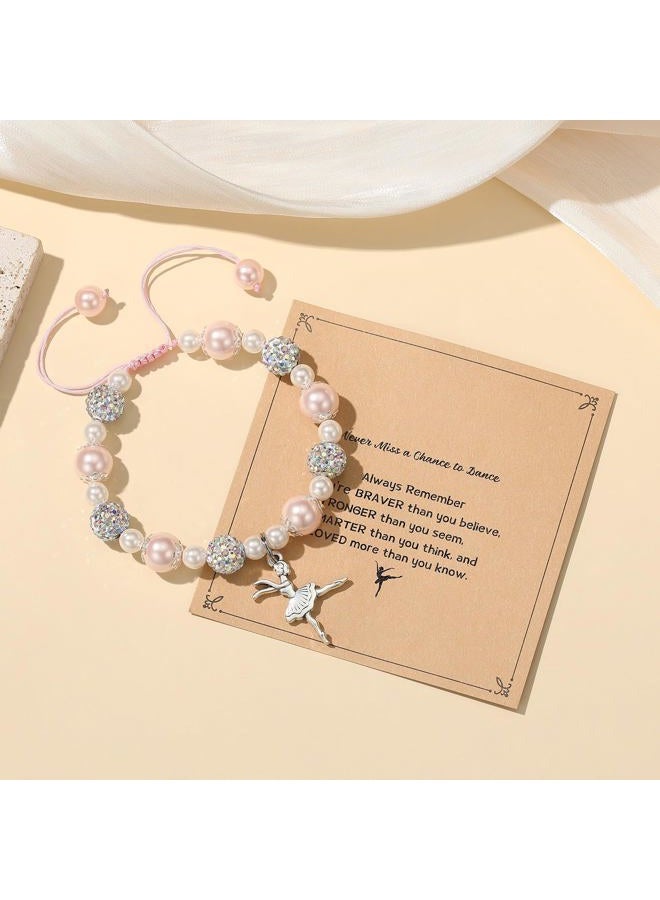 MIXJOY Dance Recital Gifts for Niece, Dancing Sparkle Pink Dance Bracelet for Dance Lover Team, Ballerina Gift for Ballet Dancer, Dancing School Competition Gifts for Ballet Niece - Image 3