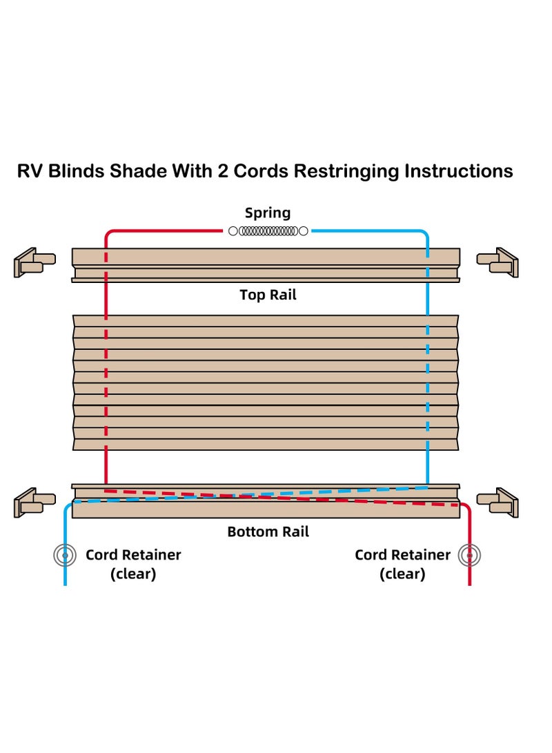 SOLARAE RV Pleated Shade Repair Kit, RV Window Shade Restringing Kit Includes Five 20 FT Cords, Ten Cord Retainers, Ten Cord Bushings, Three Springs and Cord Threading Tool for Repair of RV Pleated Blind-Tan - Image 4