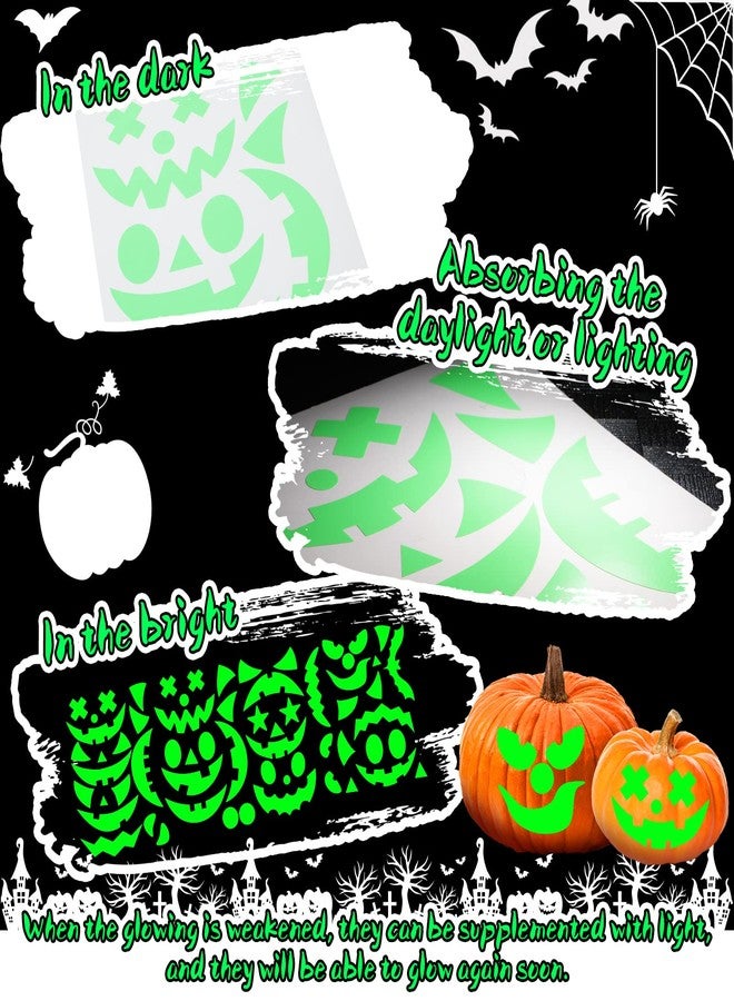 Faccito 17 Pieces Halloween Luminous Pumpkin Sticker Pumpkin Stickers Glow in Dark Stickers Fluorescent Green Decals Sticker Halloween Decorating Craft Kits for Party Decoration - Image 5