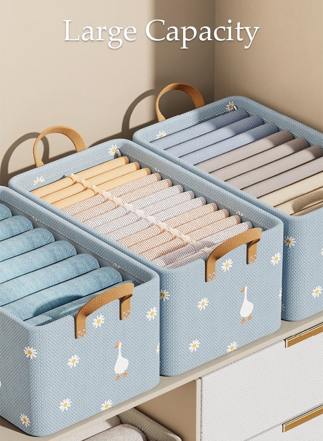 MIXDE 3 Pieces Fabric Closet Storage Organizer Set Foldable Clothes Boxes Large Capacity Wardrobe Stackable Closet Drawer with Handle for Leggings Stockings Socks Underwear - Image 1