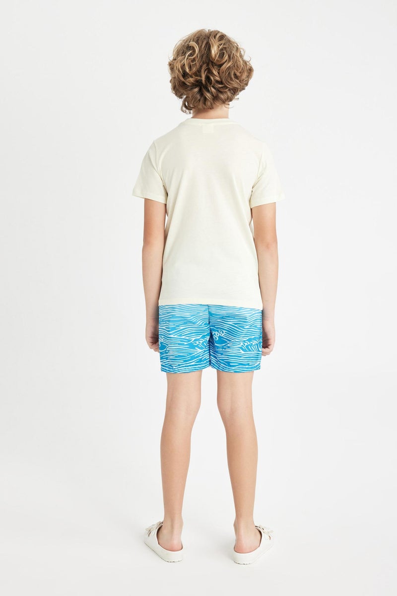 Boy Printed Short Sleeve T-Shirt Swim Shorts 2 Piece Set