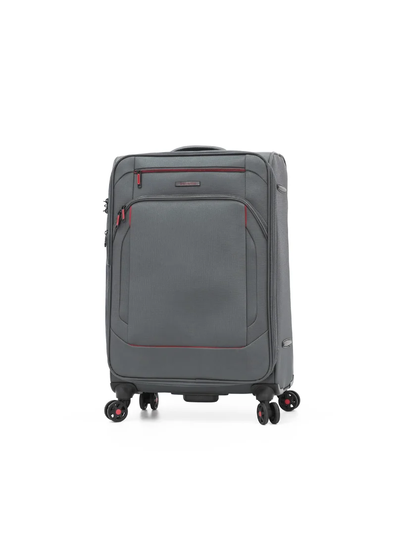 ترافلايت travelite luggage set of 2 – softshell trolley bags with secure lock, multi-compartment storage & spinner wheels,d.grey(s-20",l-28")