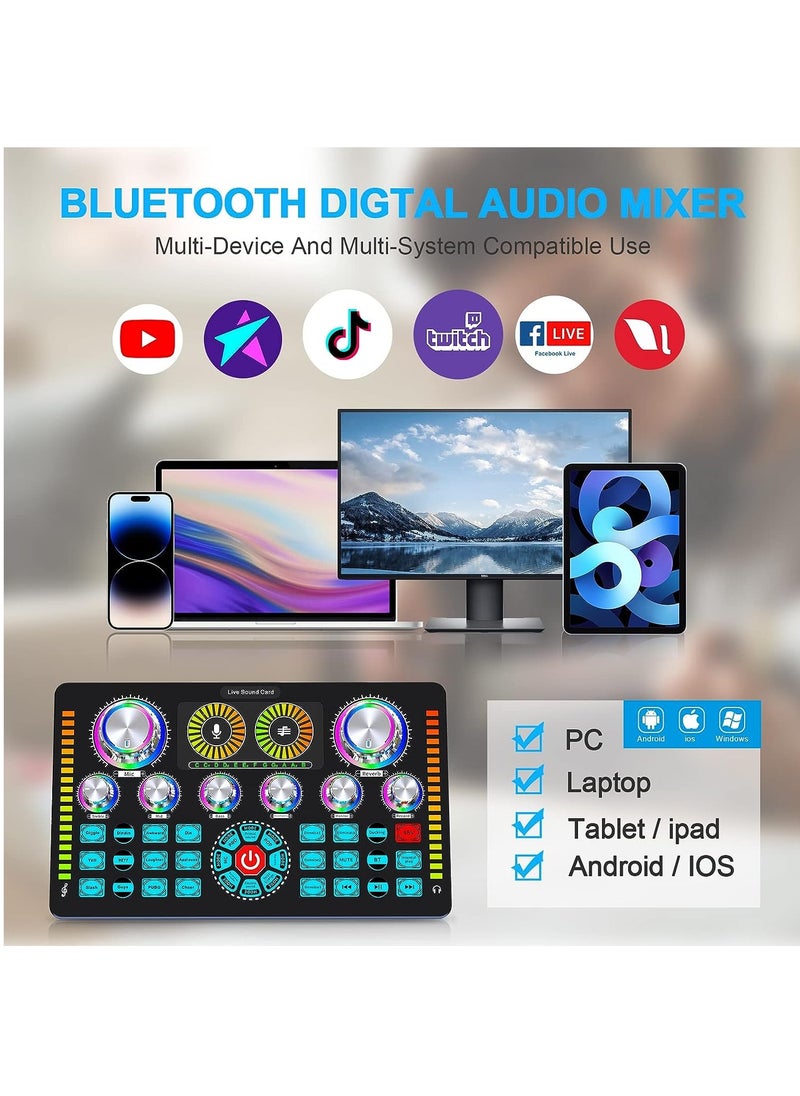 Generic - Q7 Audio Interface, Sound Card with XLR Interface, 48V Phantom Power, Voice Changer, Ideal for Podcasting, Livesound and Recording, Compatible with XLR Condenser Microphone and Dynamic Mic - Image 1