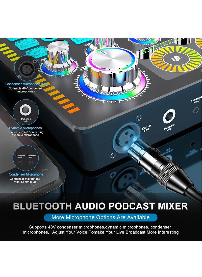 Generic - Q7 Audio Interface, Sound Card with XLR Interface, 48V Phantom Power, Voice Changer, Ideal for Podcasting, Livesound and Recording, Compatible with XLR Condenser Microphone and Dynamic Mic - Image 1