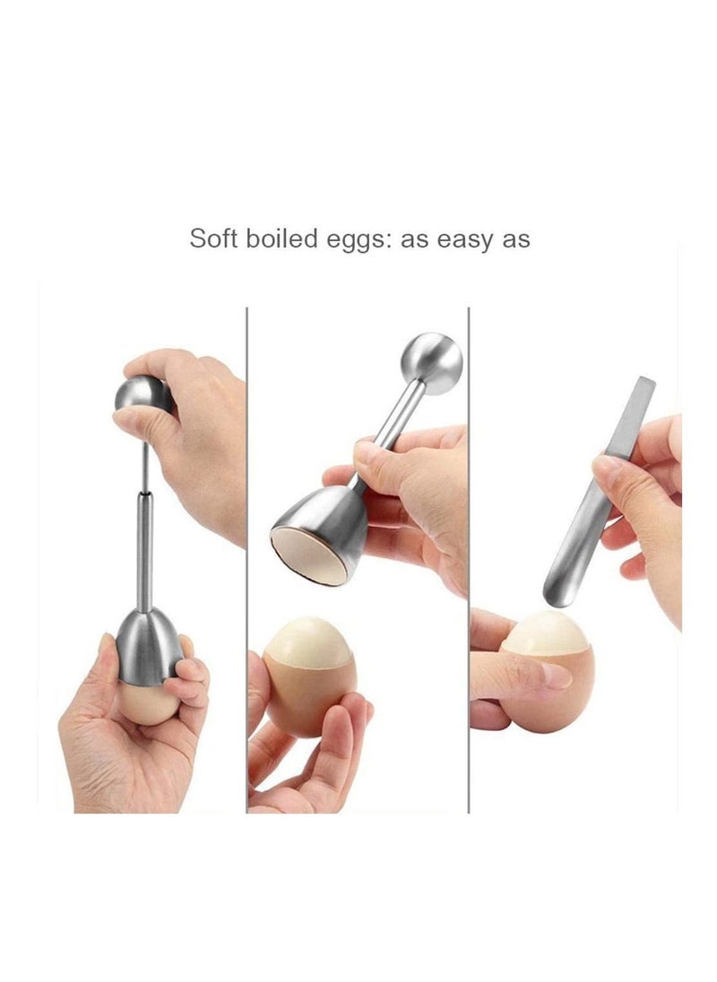 Generic - Egg Cracker Topper Egg Topper Set Stainless Steel Egg Shell Opener Soft Hard Boiled Eggs Separator Tool Egg Topper Cutter with 2 Egg Cups 2 Spoons - Image 1