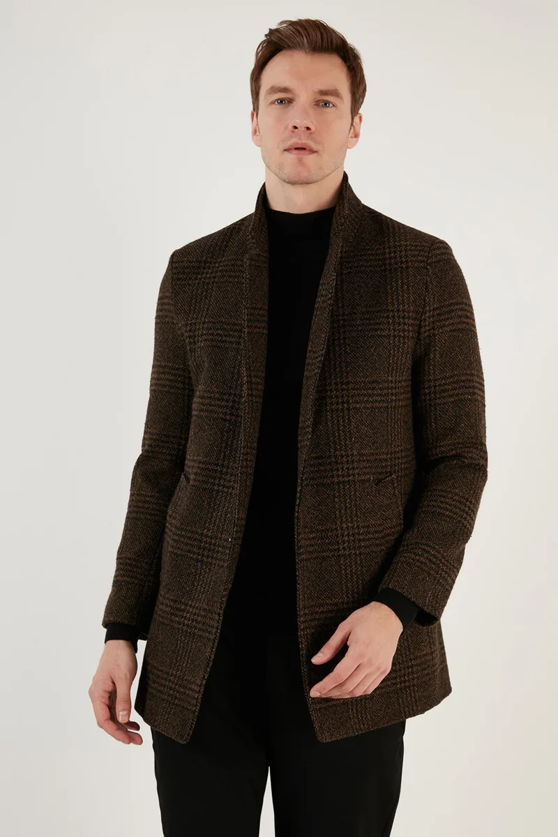 Buratti Slim Fit Single Slit Buttoned Lined Cashew Coat Men's Coat 5840110E