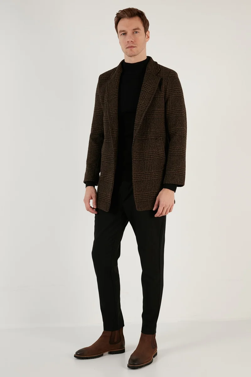 Buratti Slim Fit Single Slit Buttoned Lined Cashew Coat Men's Coat 5840110E