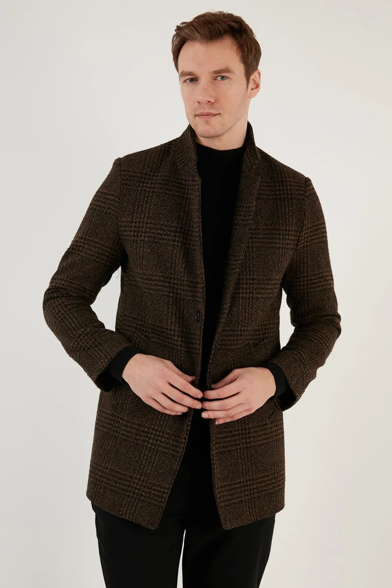 Buratti Slim Fit Single Slit Buttoned Lined Cashew Coat Men's Coat 5840110E