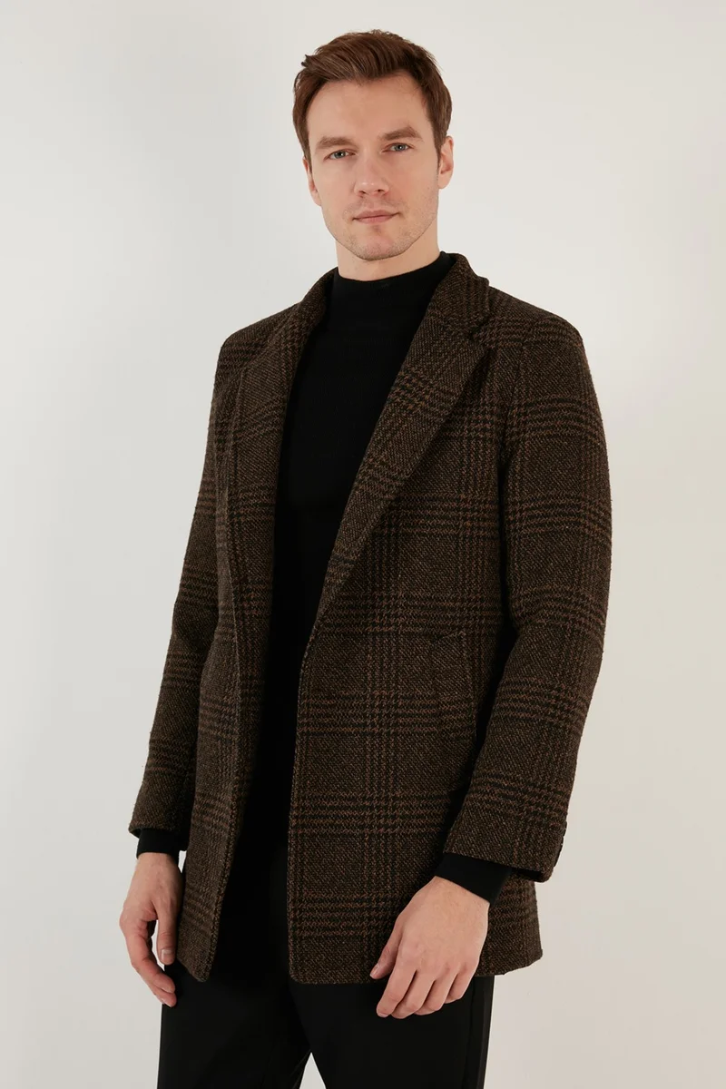 Buratti Slim Fit Single Slit Buttoned Lined Cashew Coat Men's Coat 5840110E