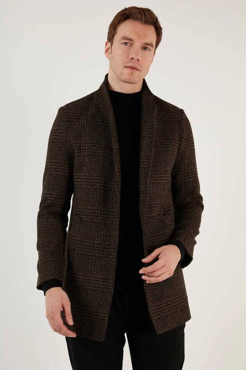 Buratti Slim Fit Single Slit Buttoned Lined Cashew Coat Men's Coat 5840110E