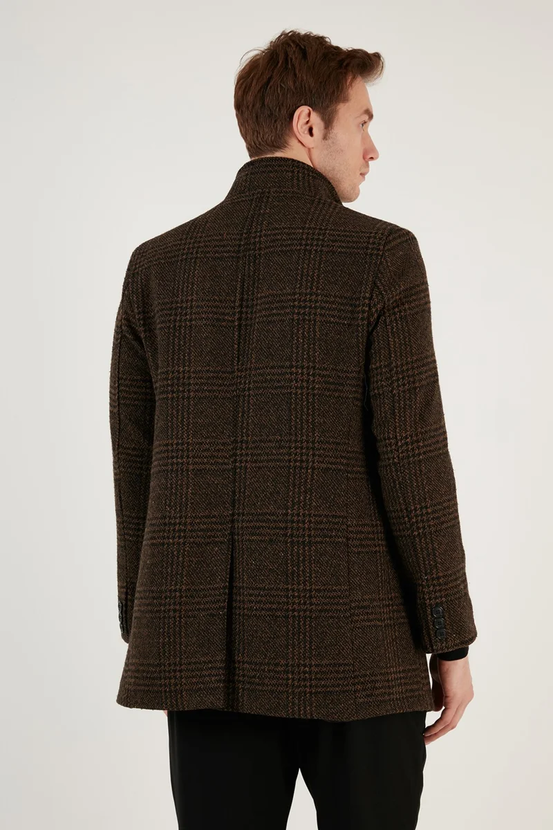 Buratti Slim Fit Single Slit Buttoned Lined Cashew Coat Men's Coat 5840110E