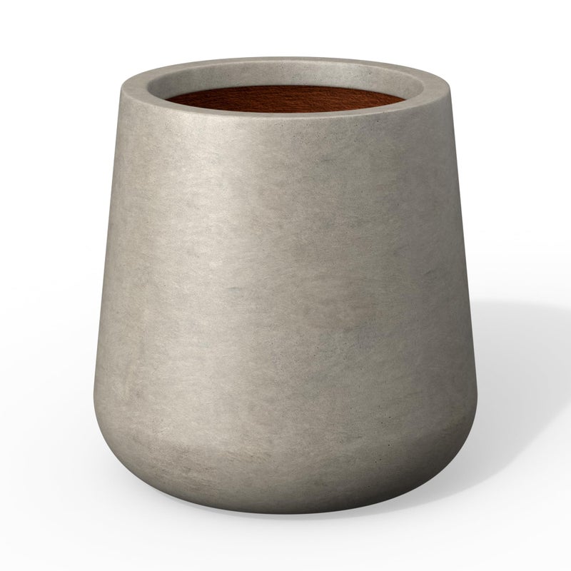 Kante Large Round Concrete Planter, 11.8" Dia Classic-Style Plant Pot with Drainage Hole, Ideal for Home, Patio, Garden, Flowers, Trees, Weathered Concrete Finish with Painted Interior - Image 1