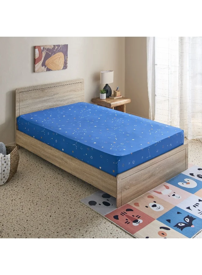 Home Box Tom Slumber Galactic Twin Microfibre Fitted Sheet - 120x200+25 cm