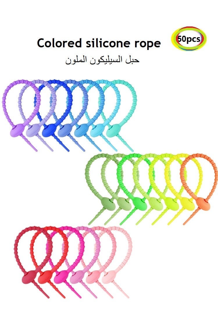 MUJI 50pcs Cord Organizers,Reusable Wire Ties Cord Organizer Straps Elastic Silicone Cord Organizer Cable Straps for Cords Phone Charging Cable Wire Labels Headphones - Image 4