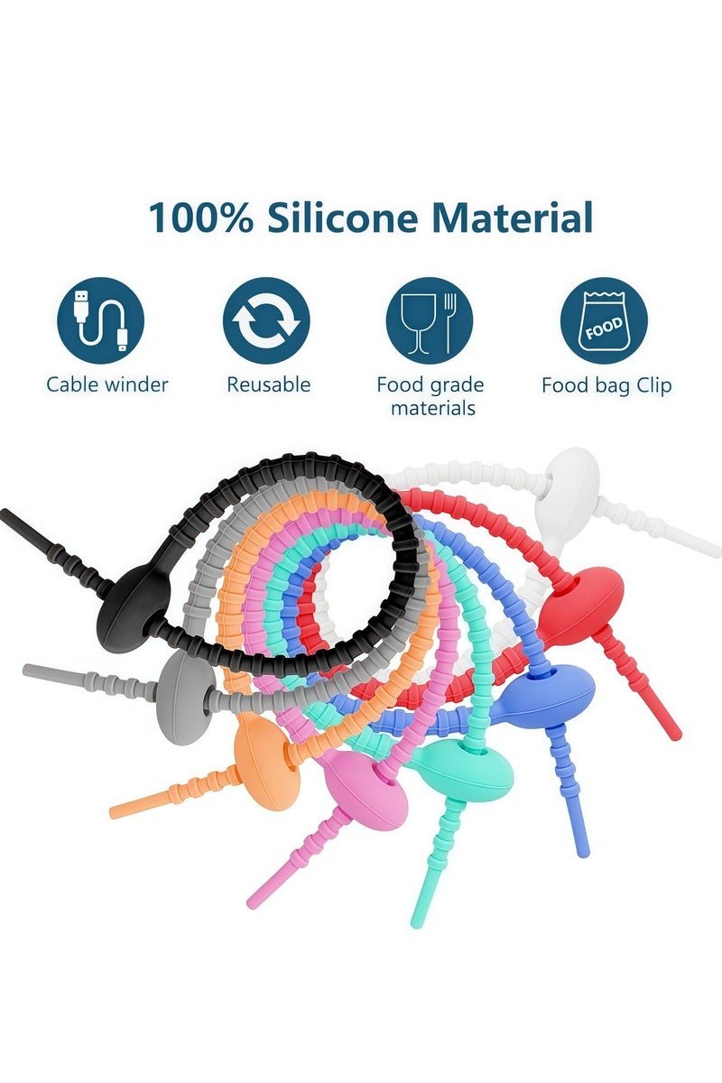 MUJI 50pcs Cord Organizers,Reusable Wire Ties Cord Organizer Straps Elastic Silicone Cord Organizer Cable Straps for Cords Phone Charging Cable Wire Labels Headphones - Image 2