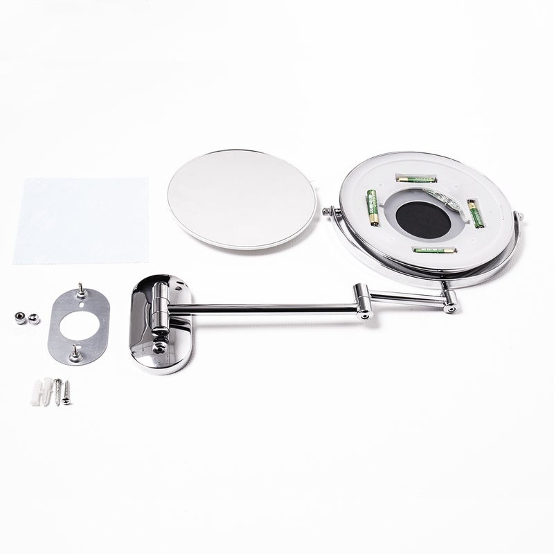 8-Inch Foldableing Led Makeup Mirror, Wall-Mounted Makeup Mirror, Double-Sided Lighted Mirror, Magnifying And Charging, - Image 4