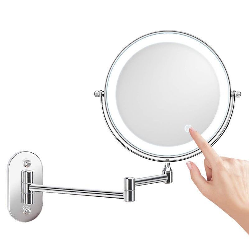 8-Inch Foldableing Led Makeup Mirror, Wall-Mounted Makeup Mirror, Double-Sided Lighted Mirror, Magnifying And Charging, - Image 2