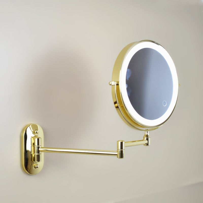 8-Inch Foldableing Led Makeup Mirror, Wall-Mounted Makeup Mirror, Double-Sided Lighted Mirror, Magnifying And Charging, - Image 1