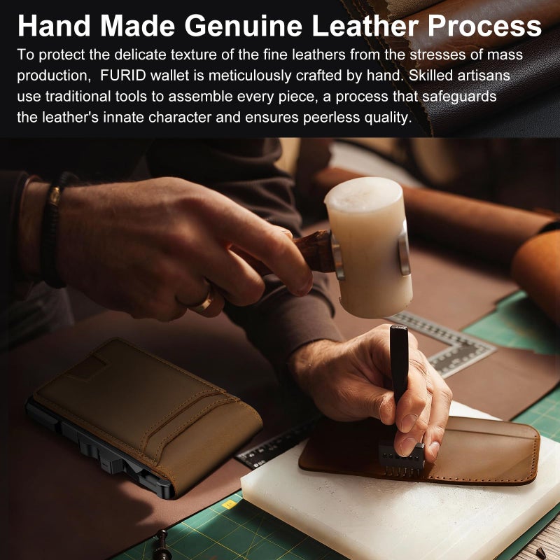 furid Genuine Leather Wallet for Men: Slim RFID Minimalist Wallets with Money Clip - Smart Pop Up Credit Card Holder for Front Pocket - Gifts for Husband Father on Birthday Anniversary - Image 4