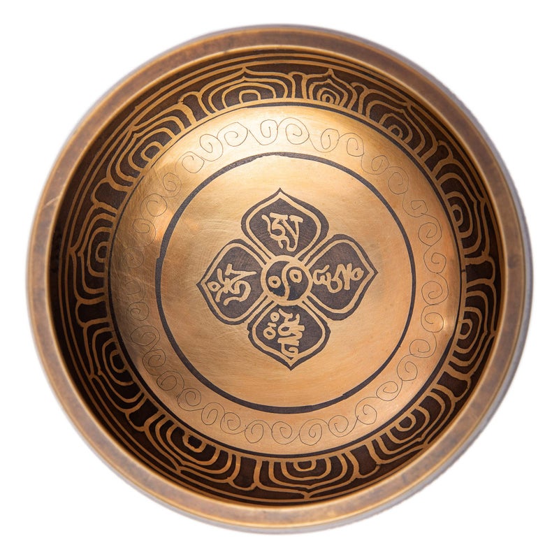 HIMALAYAN BAZAAR Tibetan Singing Bowl Set - Easy To Play Authentic Handcrafted For Meditation Sound Chakra Yoga Healing 4 Inches By Himalayan Bazaar (Brown and Maroon) - Image 2