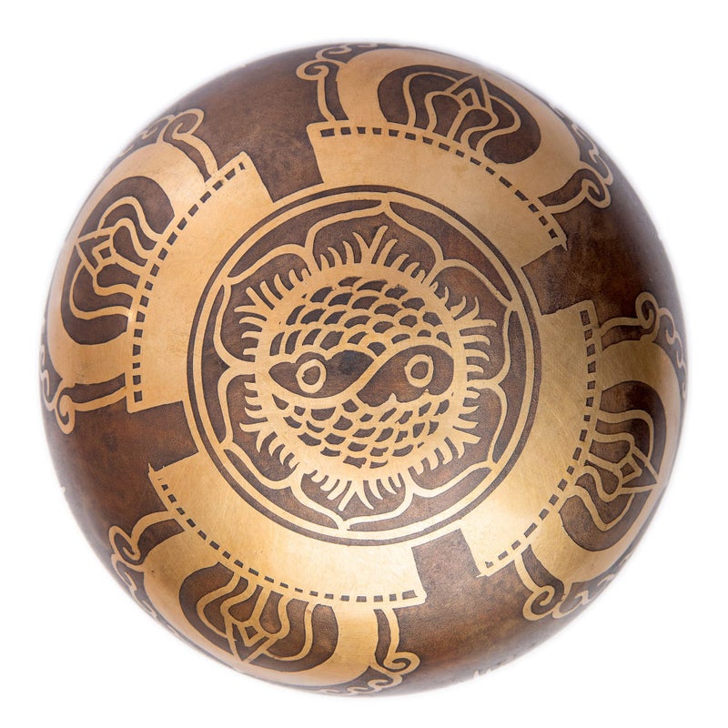 HIMALAYAN BAZAAR Tibetan Singing Bowl Set - Easy To Play Authentic Handcrafted For Meditation Sound Chakra Yoga Healing 4 Inches By Himalayan Bazaar (Brown and Maroon) - Image 3