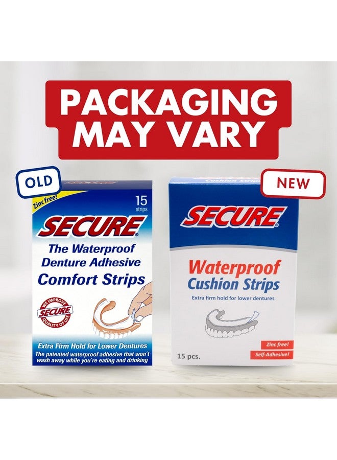 Secure Comfort Strips Waterproof Denture Adhesive - Zinc Free - Extra Firm Hold For Lower Dentures - 15 Strips - Image 2