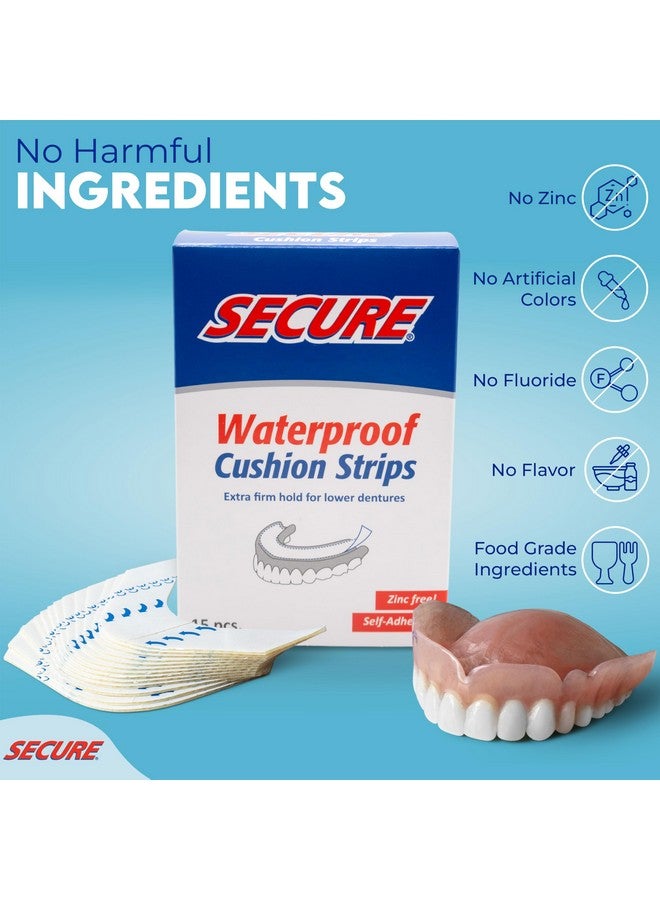 Secure Comfort Strips Waterproof Denture Adhesive - Zinc Free - Extra Firm Hold For Lower Dentures - 15 Strips - Image 3