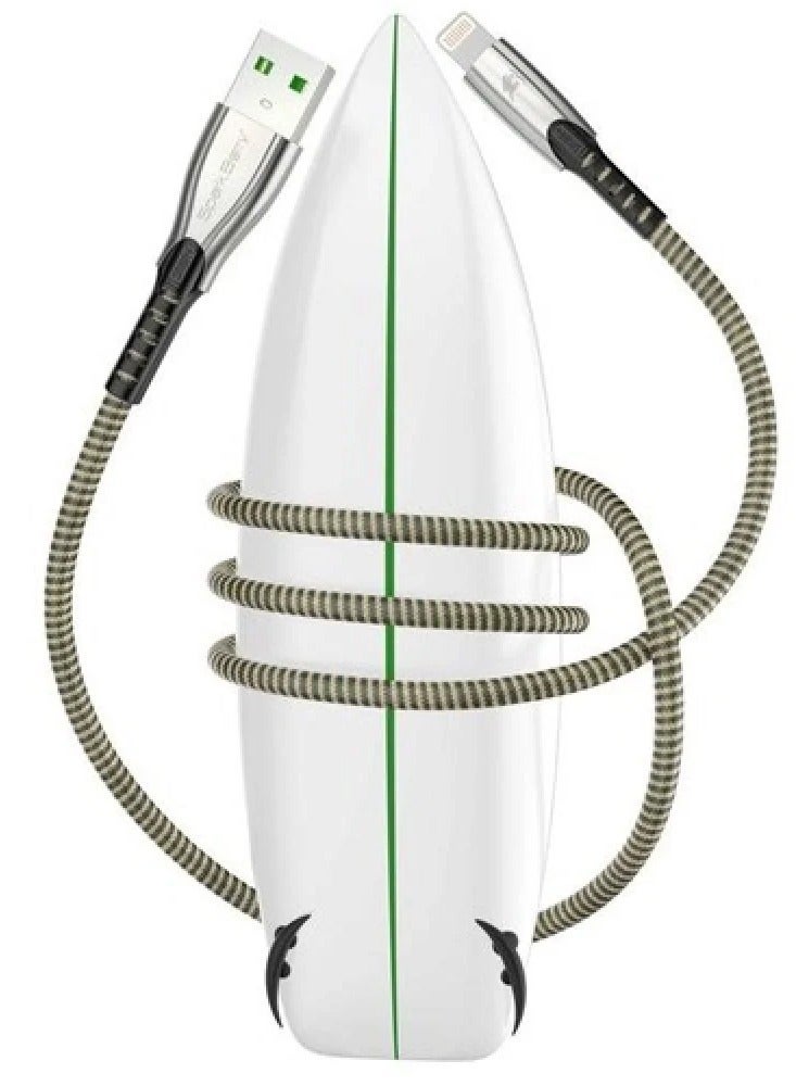 سبارك بيري Spark Berry Fabric iPhone Cable 1.2m 2.4A (Grey, Gold) - Image 2