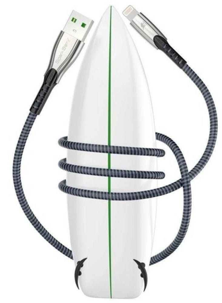 سبارك بيري Spark Berry Fabric iPhone Cable 1.2m 2.4A (Grey, Gold) - Image 4