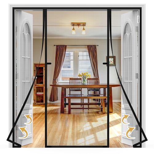 HADOR Magnetic Screen Door, Fits Door Size 74" X 80", Door Mesh with Magnetic Closure and Super Strong Magnets, Heavy Duty Double Opening for Sliding Patio and French Doors - Image 1