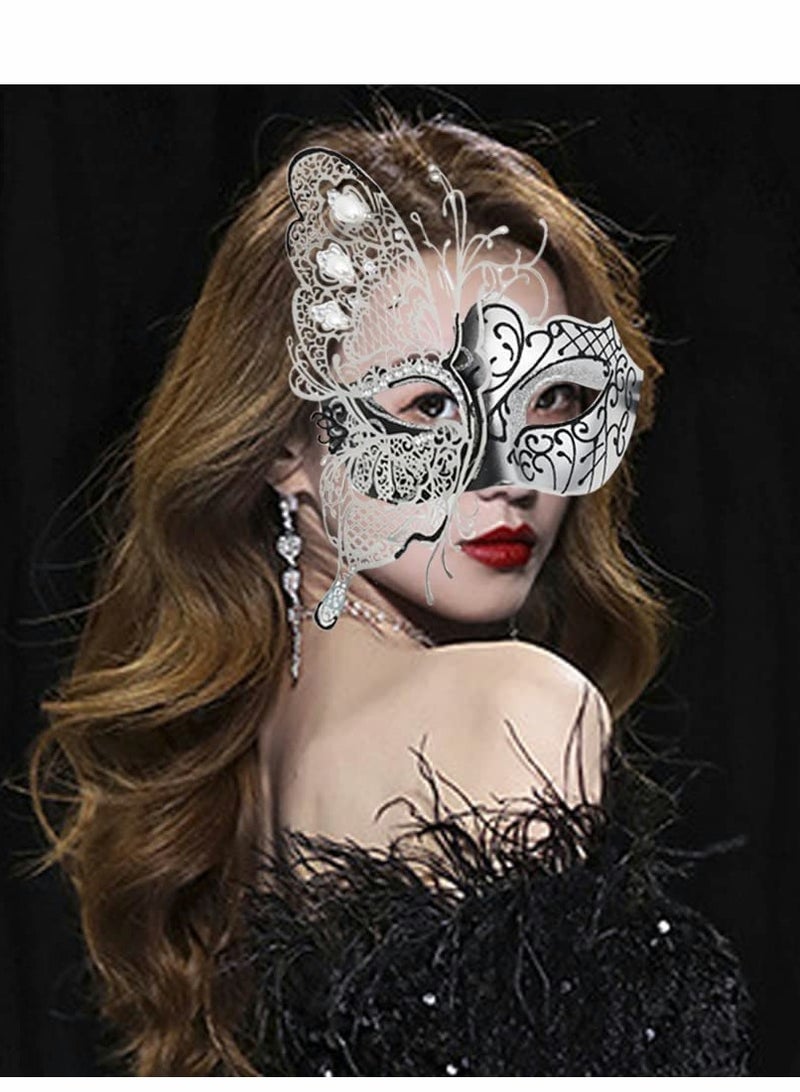 Couples' Masquerade Masks for Mardi Gras - Elegant Venetian Style with Floral Accents - Image 2