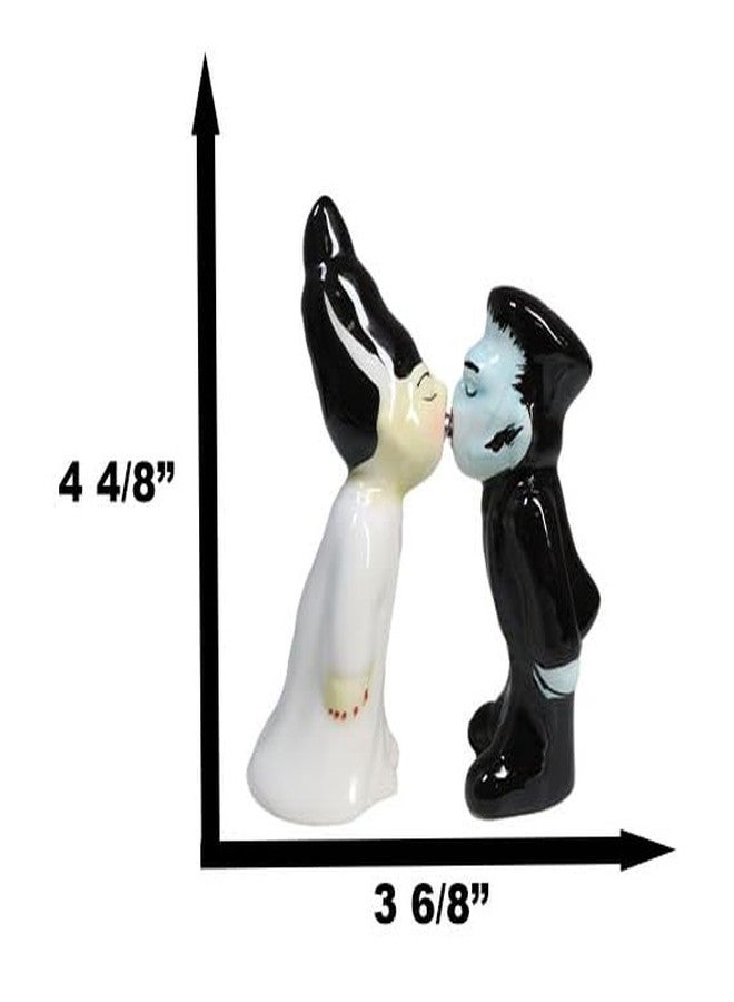 Ebros Gift Day Of The Dead Gothic Mr And Mrs Frankenstein Monster Kissing Ceramic Salt Pepper Shakers Figurine Set Halloween Skulls Skeletons Accent - Image 2