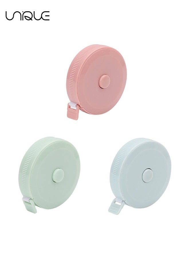 Unique 3Pcs Tape Measure - Cloth Measuring Tape - 60 Inch Measuring Tape - Sewing Tailor Accessories - Double Scale Soft Tape Measure - Retractable Cloth Tape Measure (Blue/Pink/Green)  - Image 1