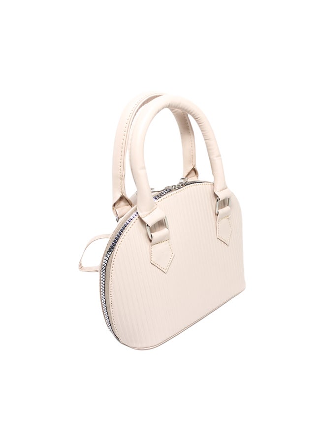 Glitter Women Bag with Cross hand - Beige - Image 1