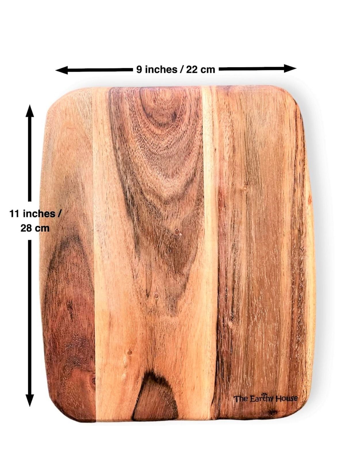 The Earthy House Wooden Serving Plate | Serving Platter | Cheese Board | Wood Tray | Meat Platter | Cutting Board - (28 X 23 cm) Natural Wood 11 X 9 inches / 28 X 23 cmcm 