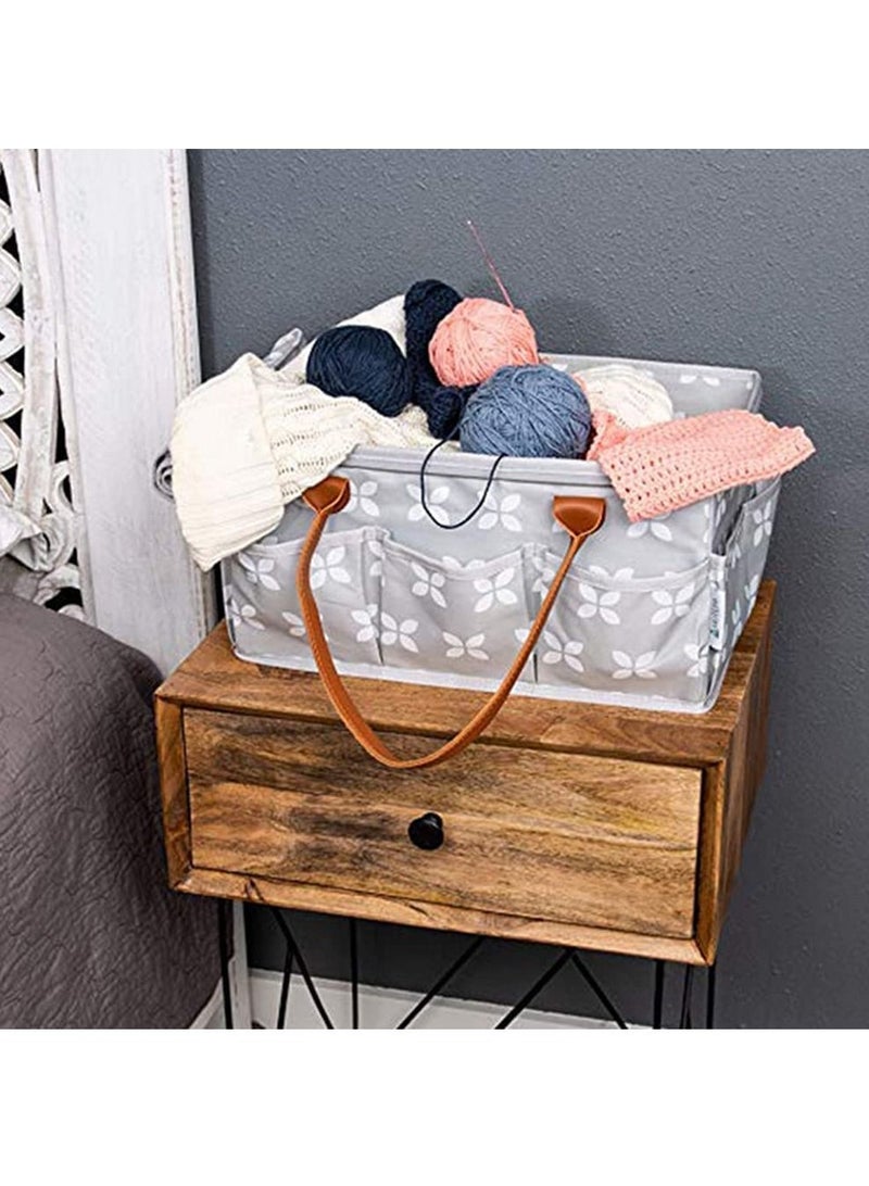 Gonice Baby Diaper Caddy Organizer, Car Storage Bag With Zipper Lid, Nursery Organizer for Diapers and Baby Wipes, Waterproof Bag for Baby Shower, Grey  - Image 4