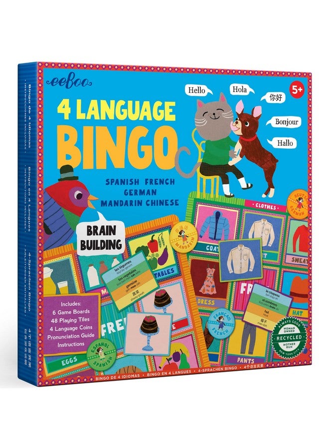 eeBoo 4 Language Bingo Game/Spanish, French, German, Mandarin Chinese/Ages 3+ - Image 1