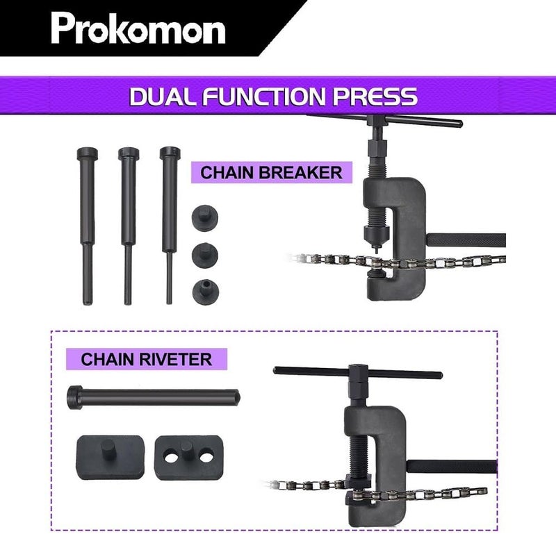 Prokomon 13 Pieces Chain Breaker Tool Kit; ATV Bike Motorcycle Chain Rivet Tool; Chain Link Removal Tool for Cam 25 to 630 Chains - Image 4