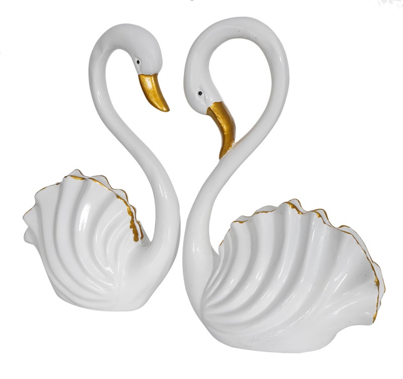 zart Decorative Resin Swan Figurines Set, White Heart-Shaped Design, Home Decor Ornaments, 2 Pieces - Image 4
