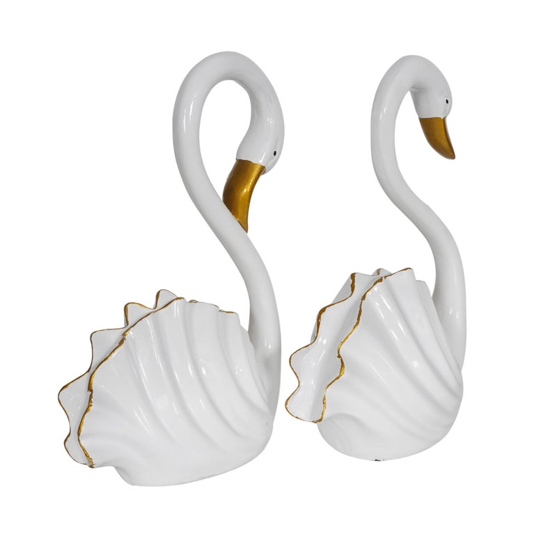 zart Decorative Resin Swan Figurines Set, White Heart-Shaped Design, Home Decor Ornaments, 2 Pieces - Image 5