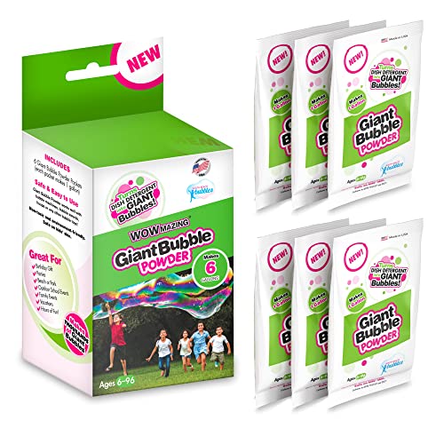 WOWmazing Big Bubble Refill Powder Mix 6 Packets Turns Dish Detergent into Giant Bubbles Makes 6 GALLONS Made in USA - Image 1