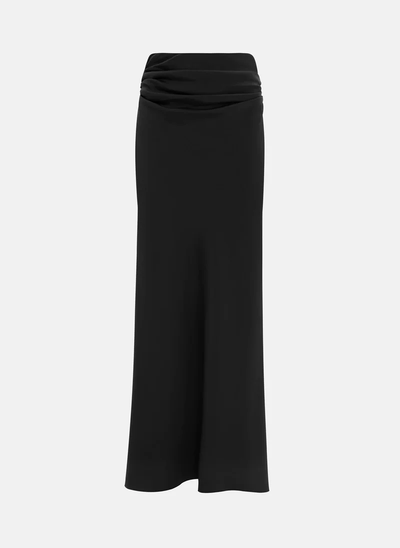 Lichi Satin maxi skirt with draping on the hips