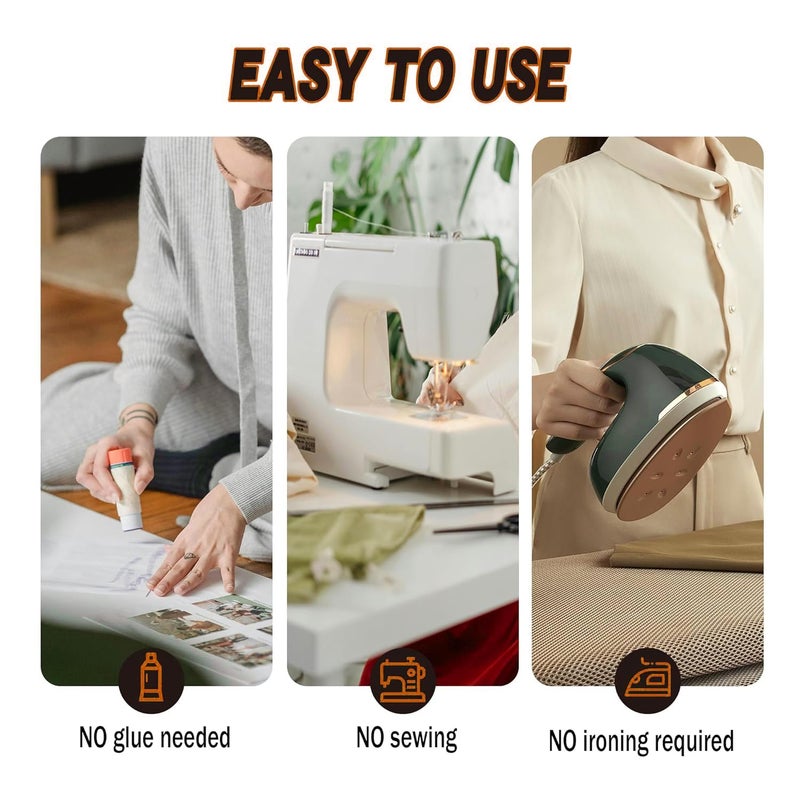 Breliter Double-Sided Fabric Tape (2 Rolls) - 65FT Length, No Sewing or Ironing Required, Perfect for Quick Clothing Repairs, Fabric Bonding, and DIY Crafts (1/4inch+1/2inch) - Image 3